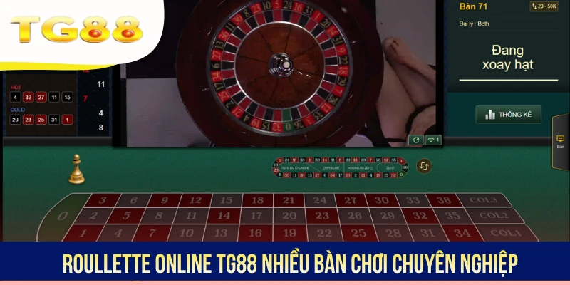 Roullette online TG88 nhiều bàn chơi chuyên nghiệp